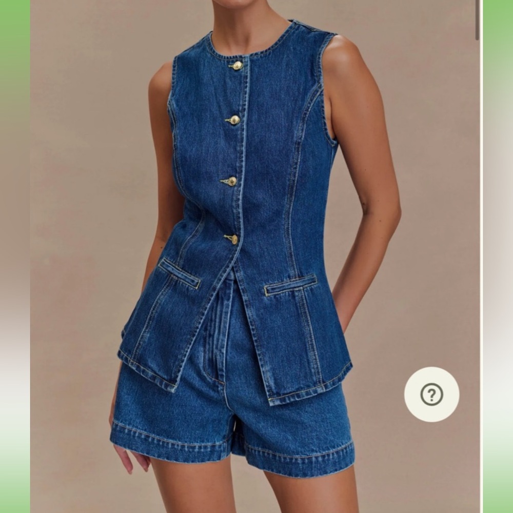 Meshki Abel Denim Sleeveless Top and Shorts Set